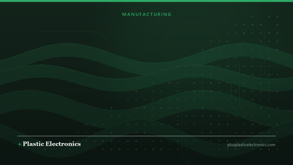 Diagram of the in-mould electronics process: print the circuit flat, thermoform it to shape, back-injection mould it, and the result is one finished part.